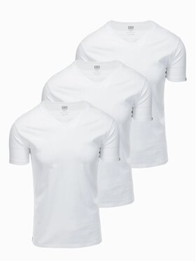Ombre Ombre Komplet 3 t-shirtów OM-TSBS-0233 Biały Regular Fit