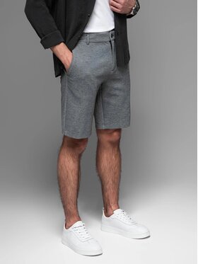Ombre Ombre Szorty materiałowe OM-SRCS-0166 Szary Slim Fit