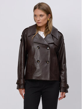 FAN LEATHER Fan Leather Kurtka skórzana Brązowa Brązowy Standard Fit