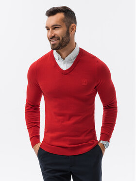 Ombre Ombre Sweter E120 Czerwony Regular Fit