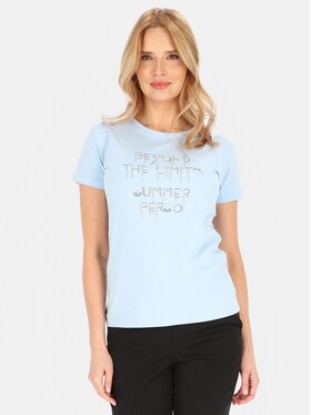 Perso Perso T-Shirt TCE241100F Błękitny Regular Fit