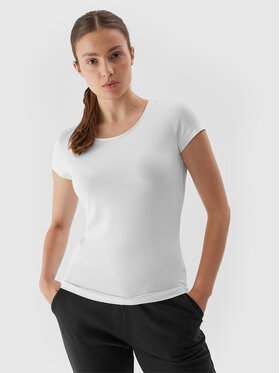 4F 4F T-Shirt 4FAW23TTSHF0906 Biały Slim Fit