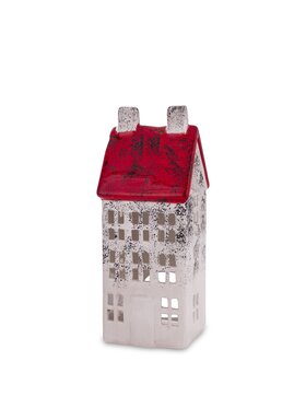MIAhome MIAhome Figurka Domek ceramiczny z czerwonym dachem KEDOM small Biały