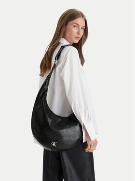 Calvin Klein Calvin Klein Дамска чанта Buckle Convertible Hobo Bag LV04F3446G Черен