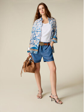 Oltre Oltre Pantaloncini di tessuto P406J002555N024 Blu Over Fit