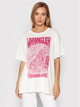 Wrangler Wrangler T-Shirt W7R3DRW03 Biały Oversize