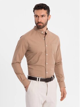 Ombre Ombre Koszula OM-SHCS-0161 Brązowy Regular Fit