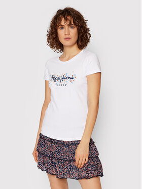 Pepe Jeans Pepe Jeans T-Shirt Bego PL505133 Λευκό Slim Fit