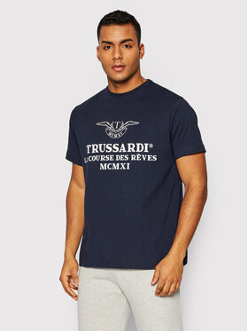 Trussardi Trussardi T-Shirt Logo 52T00595 Granatowy Regular Fit