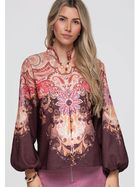 Ombre Ombre Koszula OW-SH-E0062 Brązowy Loose Fit