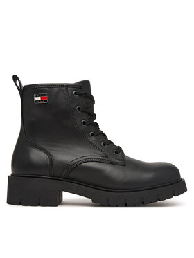 Tommy Jeans Tommy Jeans Turistická obuv Tjw Cleated Lace Up Boots EN0EN03104 Černá