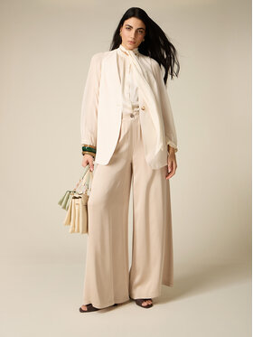 Oltre Oltre Spodnie materiałowe P018J002675N002 Biały Baggy Fit