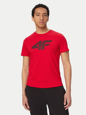 4F 4F T-krekls 4FAW23TTSHM0877 Sarkans Regular Fit