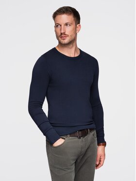 Ombre Ombre Sweter OM-SWBS-0106 Granatowy Regular Fit