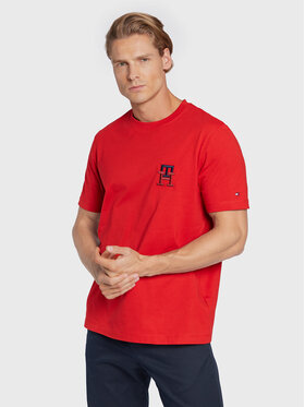 Tommy Hilfiger Tommy Hilfiger T-Shirt Essential Monogram MW0MW28256 Czerwony Regular Fit