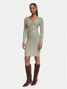Guess Guess Trikotažinė suknelė W6BK62 Z1567 Šviesiai žalia Slim Fit
