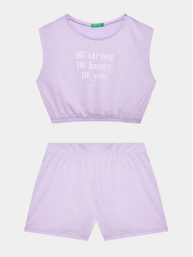 United Colors Of Benetton United Colors Of Benetton Set tricou și pantaloni scurți 3096CK007 Violet Regular Fit