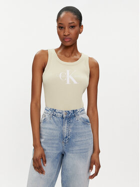 Calvin Klein Jeans Calvin Klein Jeans Top Archival Monologo J20J223160 Zielony Slim Fit
