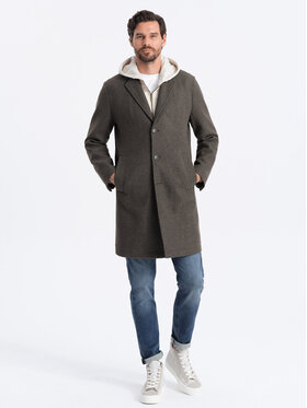 Ombre Ombre Kabát pro přechodné období OM-COWC-0104 Šedá Regular Fit