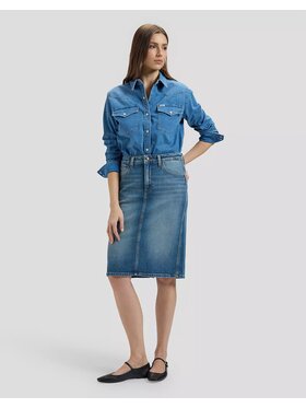 Lee Lee Spódnica jeansowa MIDI SKIRT Niebieski Regular Fit