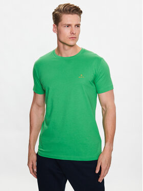 Gant Gant T-Shirt Contrast Logo 2053004 Zielony Regular Fit