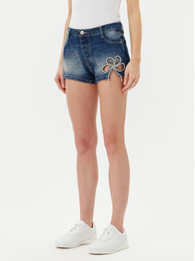 Please Please Pantaloni scurți de blugi D0IEEH0W6G Albastru Regular Fit