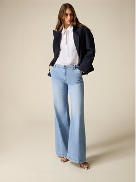 Oltre Oltre Jeansy P460R008887N004 Turkusowy Flare Fit