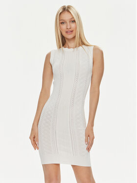 Guess Guess Trikotažinė suknelė Es Sl Adaline W4GK11 Z2U00 Écru Slim Fit