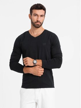 Ombre Ombre Longsleeve OM-LSBC-0123 Czarny Slim Fit