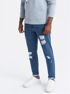 Ombre Ombre Jeansy OM-PADP-0163 Modrá Taper Fit