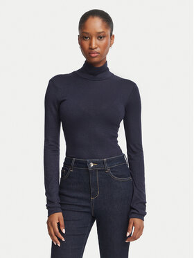 Guess Guess Bluză cu gât W4BP14 KCGM2 Bleumarin Slim Fit