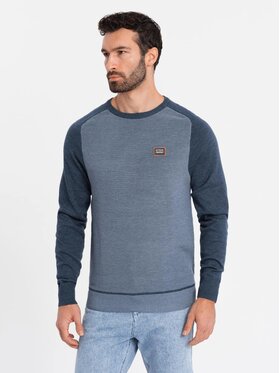 Ombre Ombre Sweter OM-SWSW-0121 Granatowy Regular Fit