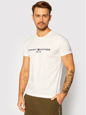 Tommy Hilfiger Tommy Hilfiger Marškinėliai Core Logo Tee MW0MW11465 Balta Regular Fit