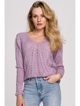 Makover Makover Sweter K106 Różowy Regular Fit