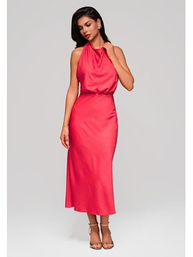 Ombre Ombre Sukienka wieczorowa LA-OM-DLR129 Koralowy Slim Fit