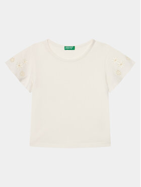 United Colors Of Benetton United Colors Of Benetton Marškinėliai 3P4ZC10I4 Écru Slim Fit