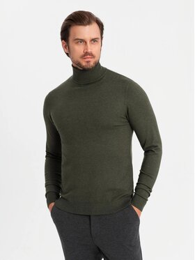 Ombre Ombre Sweter OM-SWTN-0127 Zielony Regular Fit