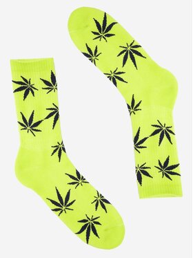 Kush Kush Skarpety Wysokie Męskie Długie Skarpetki Kush MJ Limonkowe / Czarne uni Zielony