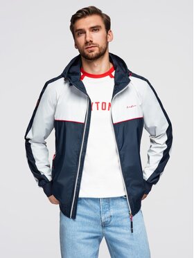 Ombre Ombre Kurtka przejściowa OM-JANP-0228 Granatowy Regular Fit