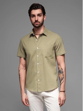 Ombre Ombre Koszula OM-SHSS-0167 Zielony Regular Fit