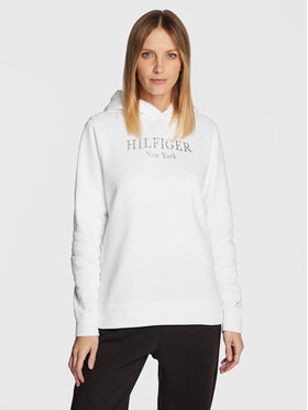 Tommy Hilfiger Tommy Hilfiger Džemperis ar kapuci Foil WW0WW37181 Balts Regular Fit