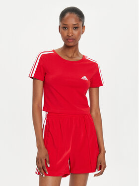 adidas adidas T-särk Essentials 3-Stripes IY4272 Punane Slim Fit