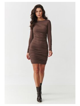 Makadamia Makadamia Sukienka codzienna M899 Brązowy Fitted Fit