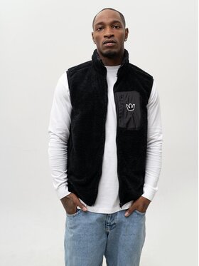 Jigga Wear Jigga Wear Kamizelka Bezrękawnik Polar Miś Sherpa Czarny Regular Fit