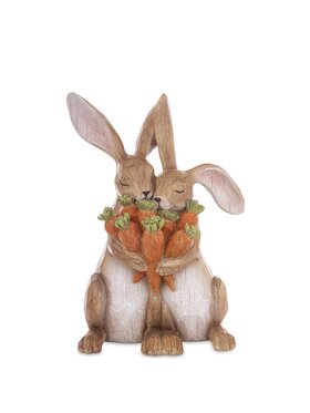 MIAhome MIAhome Figurka para króliczków z marchewkami Brązowy