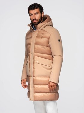 Ombre Ombre Kurtka zimowa OM-JALJ-0308 Beżowy Regular Fit