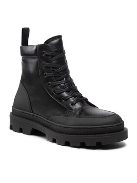 Les Deux Les Deux Bottes de randonnée Tanner Mid-Top Leather Sneaker LDM820022 Noir