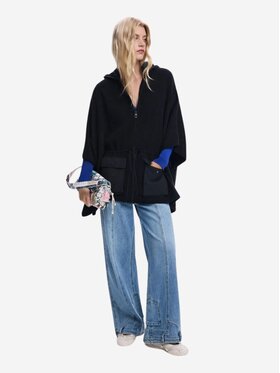 Desigual Desigual Πόντσο PONCHO_MIX ALDAMA MY Μαύρο Regular Fit