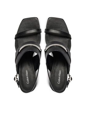 Calvin Klein Sandali Heel Sandal 45 Met Bar Lth HW0HW02056 Črna