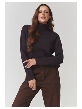 Makadamia Makadamia Sweter C20 Bordowy Loose Fit